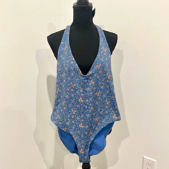 Veronica Beard Floral Salis Halter One Piece Bathing Suit - Picture 3 of 7